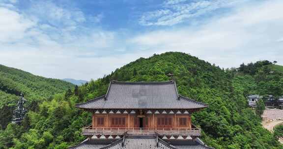 中国浙江杭州径山寺天下径山航拍