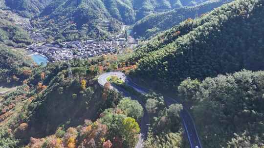 四明山 盘山公路 秋色 秋天 余姚