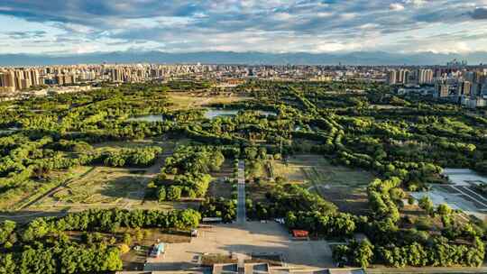 西安大明宫国家遗址公园航拍延时摄影