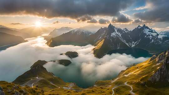 山间云海日出全景
