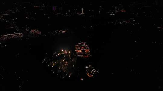 杭州风光城隍阁城区过年夜景