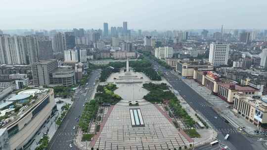 南昌市八一广场航拍八一南昌起义纪念塔建筑视频素材模板下载