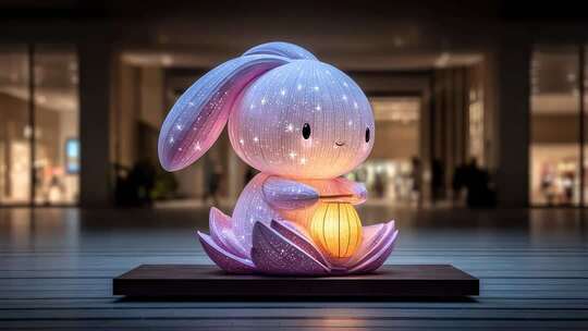 璀璨星光兔子灯笼点亮节日氛围