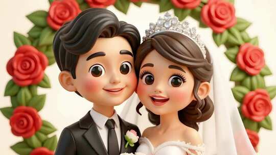 卡通风格新婚夫妇形象素材