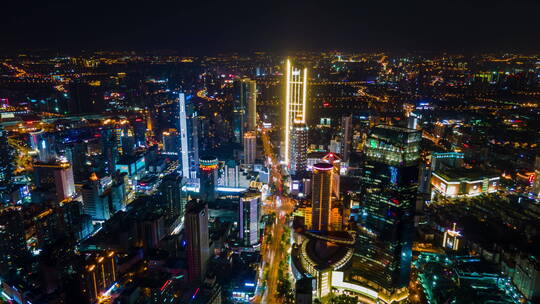 无锡三阳广场4K航拍延时夜景视频素材模板下载