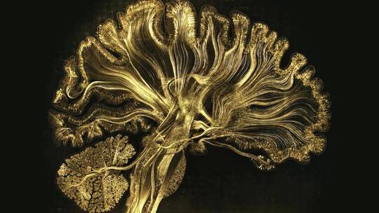 金色大脑神经元视频素材模板下载