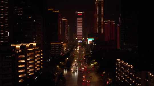 武汉武昌中南路灯光夜景航拍
