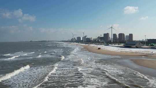 冬日的威海那香海海滩航拍素材