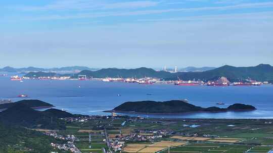 航拍宁波梅山港梅山保税港区全景