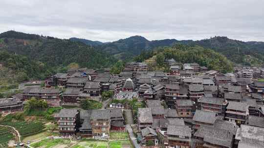 广西柳州三江程阳八寨侗寨航拍