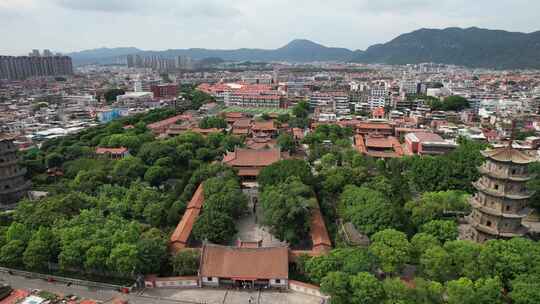 福建泉州古西街钟楼开元寺航拍