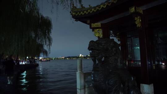 杭州西湖风景区夜景