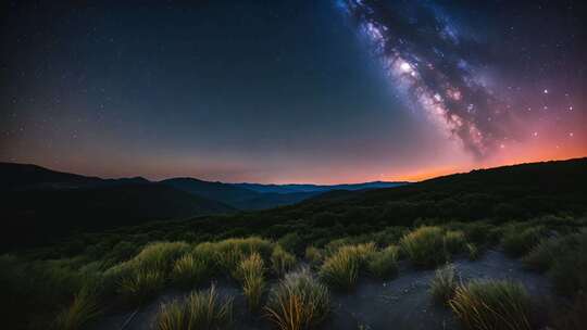 山间夜空银河美景