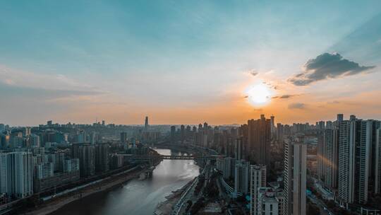 8K大气重庆城市日落日出夜景