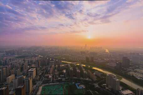 河南郑州城市建筑延时摄影