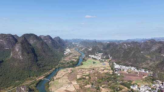 桂林阳朔十里画廊桂林山水风光航拍