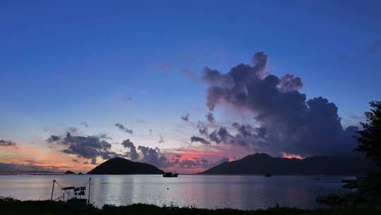 海上日出日落延时空镜头，云卷云舒延时