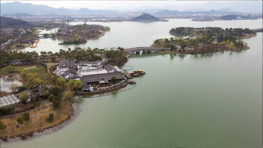 杭州 湘湖 航拍 古越人家 酒店