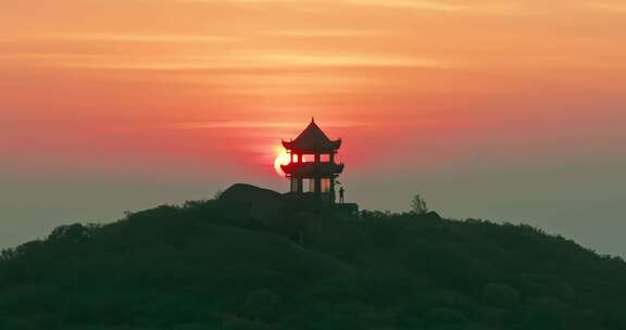 长沙浏阳大围山森林公园杜鹃花海航拍