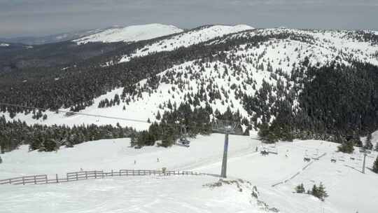 滑雪场，缆车，雪，山