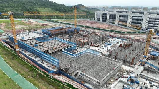 城市建设楼盘开发建筑工地航拍工程楼盘建设视频素材模板下载