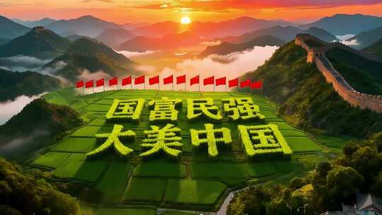 长城日出下的大美中国景观