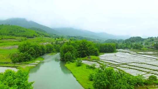 山水农村山村河流