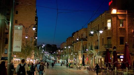 耶路撒冷新城街道夜景视频素材模板下载