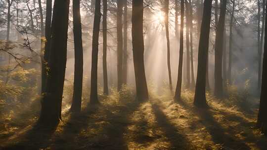 清晨森林树林植物 森林日出