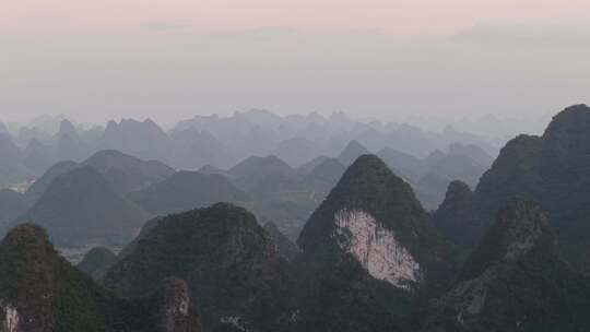 桂林阳朔山川夕阳航拍