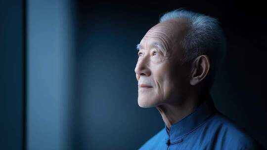 东方老者沉思眺望未来
