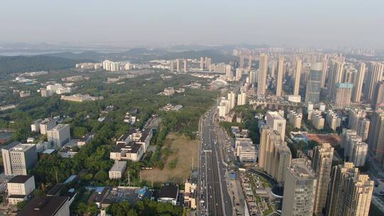 航拍山东济南城市风光地标建筑