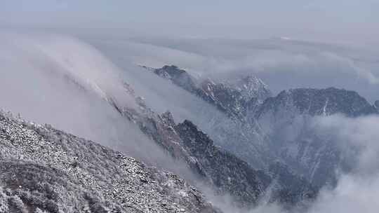 4K秦岭朱雀国家森林公园（冰晶顶）雪景航拍