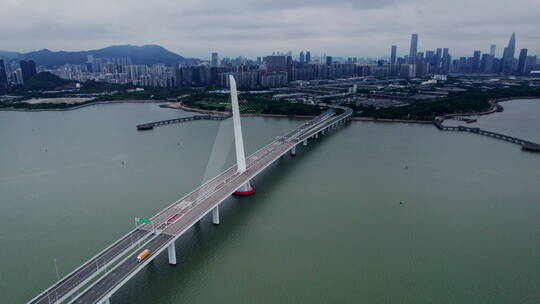 4k航拍深圳湾大桥视频素材模板下载