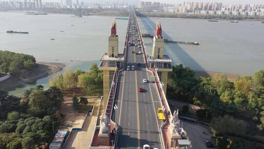 南京长江大桥车流视频素材模板下载