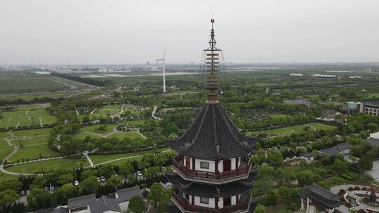 上海奉贤东海观音寺4K航拍原素材视频素材模板下载