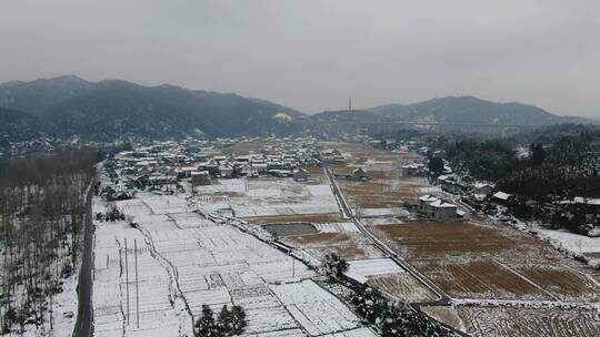 航拍农业种植农田冬天雪景