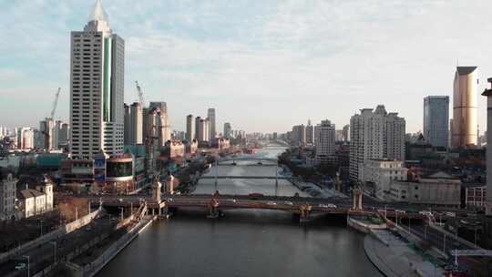 天津海河风景线城市天际线建筑风光航拍