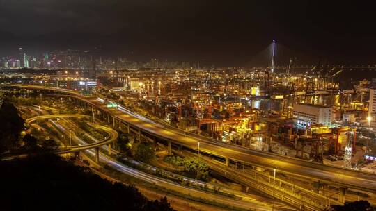香港的货柜港及天桥