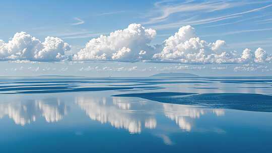 蓝天大海与白云景观