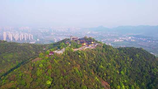 杭州萧山湘湖先照寺建筑风景航拍