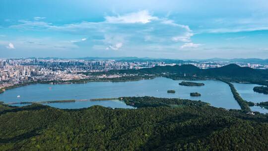 西湖 杭州西湖 全景 黄龙体育中心