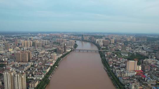 4k航拍湖南衡阳天际线 湘江风光