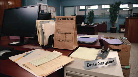 警局警官桌上的证据袋视频素材模板下载