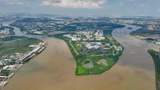 广州生物岛航拍大学城