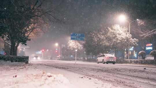 冬天下雪街道城市雪景