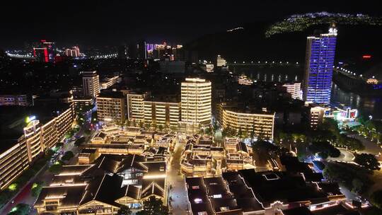 四川宜宾冠英古街夜景灯光航拍