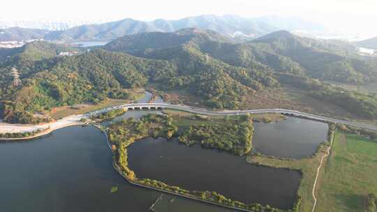 杭州滨江区白马湖城市风景航拍