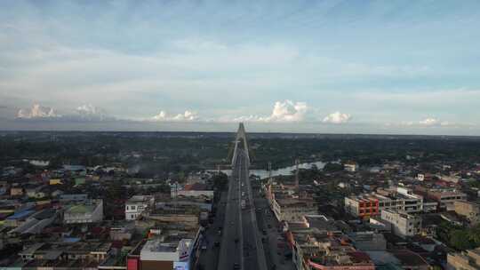 Siak Bridge IV鸟瞰图（Abdul Jalil Alamuddin Syah Bridge）视频素材模板下载