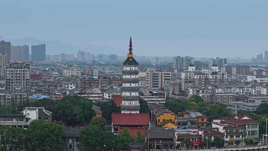 航拍安徽安庆迎江寺振风塔全景